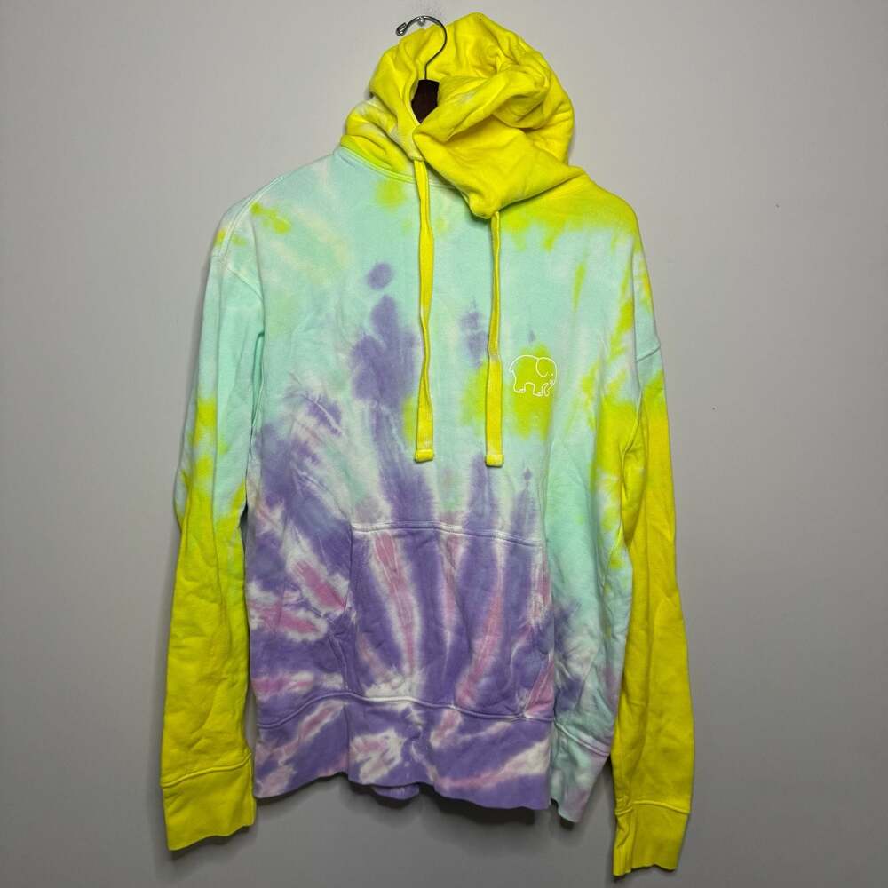 Ivory Ella Tie-Dye Pullover Hoodie with Elephant Logo Size Small